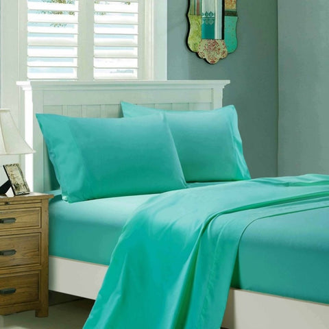 1000TC Ultra Soft King Size Bed Teal Flat & Fitted Sheet Set V493-AKS-07