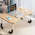 SOGA Walnut Portable Bed Table Adjustable Foldable Bed Sofa Study Table Laptop Mini Desk with BEDTABLEG42