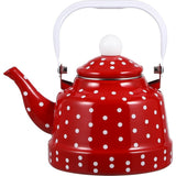 Red Enamel Stovetop Teakettle Retro Design Heat Efficient Silent V1370-AZ4-14456