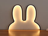 Black 29x30cm Adorable Bunny LED Wall Night Light - USB Powered Warm White Lamp for Kids Room Decor V888-ELOSUNG28102