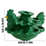 Easter Chicken Shaped Deviled Egg Platter, Reusable Holiday Deviled Oval Tray, Green Plastic Eggs V1370-AZ4-24850