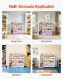 VEVOR 4-Tier Kids Toy Storage and Bookshelf with 8 Flexible Plastic Bins White V952-JJZHKFSWJSNXCEC1P001V0
