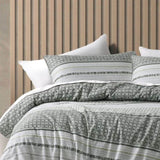 Bianca Drake Green Cotton Sateen Quilt Cover Set Queen V442-BCA-QUILTCS-DRAKE-GREEN-QS