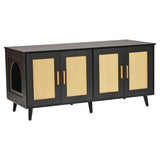 VEVOR Cat Litter Box Enclosure Wooden Litter Box Furniture Hidden 2 Rooms Black V952-JSDMMSPWQ472J3GQVV0