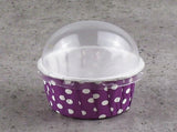 100 Pcs Medium Size Paper Cake Cups with Lid, Dessert Containers for Ice Cream, Yogurt, Mousse V1366-AZ2-W-13238