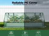 Green Fingers Raised Garden Bed with Greenhouse 3 in 1 Galvanised Planter Box Kit GB-REC-COVER-180-GR