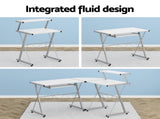 Artiss Computer Desk L-Shape Keyboard Tray Shelf White MET-DESK-117-WH