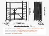 4-Tier Foldable Storage Shelf with Wheels, 66 cm W x 33 cm D x 117 cm H Folding Metal Rack Shelving V952-YDKZDHJHS4C1GV6EX001V0
