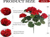 6Pcs Artificial Geraniums 14 Inch Lifelike Artificial Flowers with Adjustable Branches Long Lasting V1259-DP01-A-3227