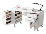 Artiss Manicure Table Nail Desk with Built-in Dust Collector Beauty Salon Station Drawers Shelves FUR-AD-MANICURE-3MOD-WH-AB