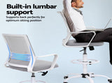 Artiss Office Chair Drafting Chairs Stool Computer Desk Studios Mesh White OCHAIR-K-DRAF-GYWH