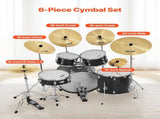 Cymbal Pack, 6 Pieces Cymbals for Drum Set, Alloy Cymbals Drum Set Includes 35.5 cm Hi-Hats, 40 cm V952-CPTZCPTZ5ZXGBITH1001V0