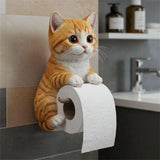 Cat Paper Holder - Funny 3D Resin Cat Toilet Paper Roll Holder, Wall Mount Bathroom Tissue Roll V1369-AZ3-W-10071