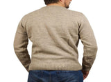 100% SHETLAND RAGG WOOL CREW Round Neck Knit JUMPER Pullover Mens Sweater Knitted - Beige - 4XL V563-SW-CN-OAT03-4XL