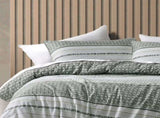Bianca Drake Green Cotton Sateen Quilt Cover Set King V442-BCA-QUILTCS-DRAKE-GREEN-KI