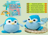 Beginner Crochet Kit for Making Penguin Doll, Includes Yarn Hook Stuffing Eyes Step-by-Step V1370-AZ4-10587