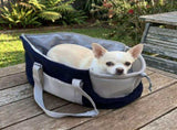 Cozy Winter Pet Carrier for Small Dogs and Cats Warm Fleece-Lined Travel Bag with Breathable Mesh, V1341-ZY-7S98VBKS-DARKBLUE