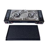 2 Burner Butane Countertop, Portable Adjustable Burners with Carry Case, Portable Camping V255-YC-TWIN-STOVE