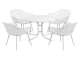 Gardeon 5PCS Outdoor Dining Set Table and Chairs Patio Furniture Garden Diamond White ODF-DIN-5STFD-130-WH