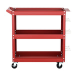 Giantz 3-Tier Tool Cart Storage Trolley Workshop Garage Pegboard Hooks Red TB-CART-3T-N-RD