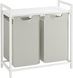 VASAGLE Laundry Hamper with Shelf and Pull-Out Bags 2 x 46L White V227-9101263002001