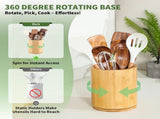 1 Piece Wooden Cutlery Holder 360 Degree Rotating Holds 10 to 15 Pieces, 15 cm V1237-ZY-818-244