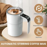 Electric Coffee Mug, 13oz Self Stirring Smart Mug with Temperature Display & Rechargeable Magnetic V1366-AZ2-W-11533