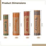 256PCS Coin Wrapper Rolls, Assorted Coin Wrapper, Preformed Coin Kraft Paper Roll, Coin Wrapping V1369-AZ3-W-08557