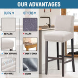 100% Waterproof Bar Stool Cover Stretch Counter Stool Pub Chair Slipcover for Dining Room Removable V1258-DP02-F-641