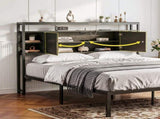 Artiss Bed Headboard Queen Storage Bedhead Charging Station Black BED-HEAD-SOR-Q-BK