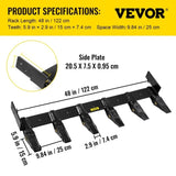 Bucket Tooth Bar, 48in Inside Bucket Width Tractor Bucket Teeth, 9.84in Teeth Space Tooth Bar for V952-CDZTSWJ48INCHETVYV0