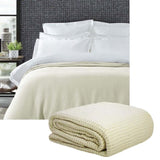 Living Home 350gsm 100% Cotton Breathable Waffle Blanket Queen 240 x 255 cm Cream V442-STT-BLANKET-25COTTONWAFFLE-CREAM-QS