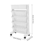 Multi Tier White Book Rack Rolling Storage Shelf for Home Use V1369-AZ3-W-20613
