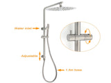 Brushed Nickel Dual Shower Set Sliding Rail Arm 12" Round Head Handheld Hot Cold Control Mixer Valve V1233-S4902BNSS019CBNKSR112NKC1292BN