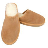 Sheepskin Wool Mens Slippers Scuffs Slip On Winter Ugg Slippers in Chestnut - 10 V563-BR-SHEEPSCUFFS-CNTWOFR-10