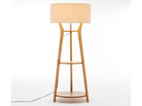 168cm Large Bamboo Wooden Tripod Floor Lamp Light Modern Linen Shade w Shelves V563-75140