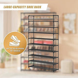 10-Tier Metal Shoe Rack Black Large 50-Pair Shoe Storage Organiser Shelf V63-840551