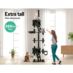 i.Pet Cat Tree 260cm Tower Scratching Post Scratcher Condo House Trees Grey PET-CAT-HSCT260-GR