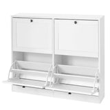 Levede Shoe Cabinet 4 Flip Drawers Vertical Storage Rack Organiser Entryway EA0292-WH-4-AU