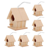 5-Pack Mini Wooden Bird Houses for Hanging Garden Decor, Wedding Party Favors, 3.0x2.8x2.2 Inches V1370-AZ4-16992