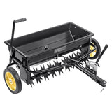 Broadcast Spreader, 100 LB Tow Behind Poly Drop Spreader with 10" Wheels, Steel Spike Aerator, V952-QYSSBJ100LBSBIQCOV0