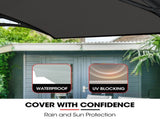 SHADE SHIELD 2x1m Aluminium Exterior Awning, Black DIY External UV Rain Protection Grey Tinted V219-OAWFIXSS21GA