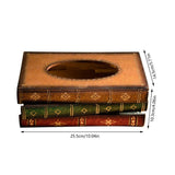 Vintage Stacked Books Design Solid Wood Tissue Box Holder Rectangular with Easy Refill Hinged Top, V1370-AZ4-17388
