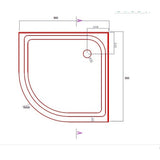 90x90cm Rounded Curved Shower Base in White V63-952281