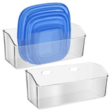 2 Packs Adhesive Cabinet Door Organizer, Clear Plastic Lid Organizer for Food Storage Container Lid, V1192-AZ-W-17327