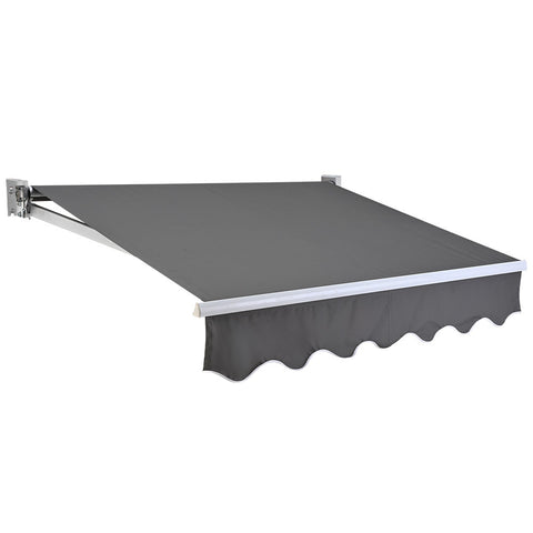 Shade Shield 2 x 1.5M Retractable Grey Folding Arm Awning, Powder Coated 6063 Aluminium, with Hand V219-OAWRETSS21GA