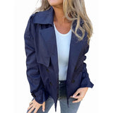 Female Trench Coat Casual Double Breasted Jacket Fall Fashion Outerwear Light Khaki L V1370-AZ4-10424