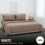 4pc 1000 Thread Count Cotton Rich King Bed Sheet Gift Pack CVC Microfibre Blend in Linen CVC-10KS-LN