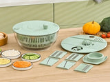 2 in 1 Salad Spinner and Vegetable Chopper 6 Interchangeable Bs 420 Steel BPA Free Bowl V1263-JX-8015