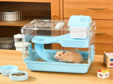 Transparent Acrylic Hamster Cage with Tray Bottom 2 Story Villa Structure Ventilation Holes V1370-AZ4-09344